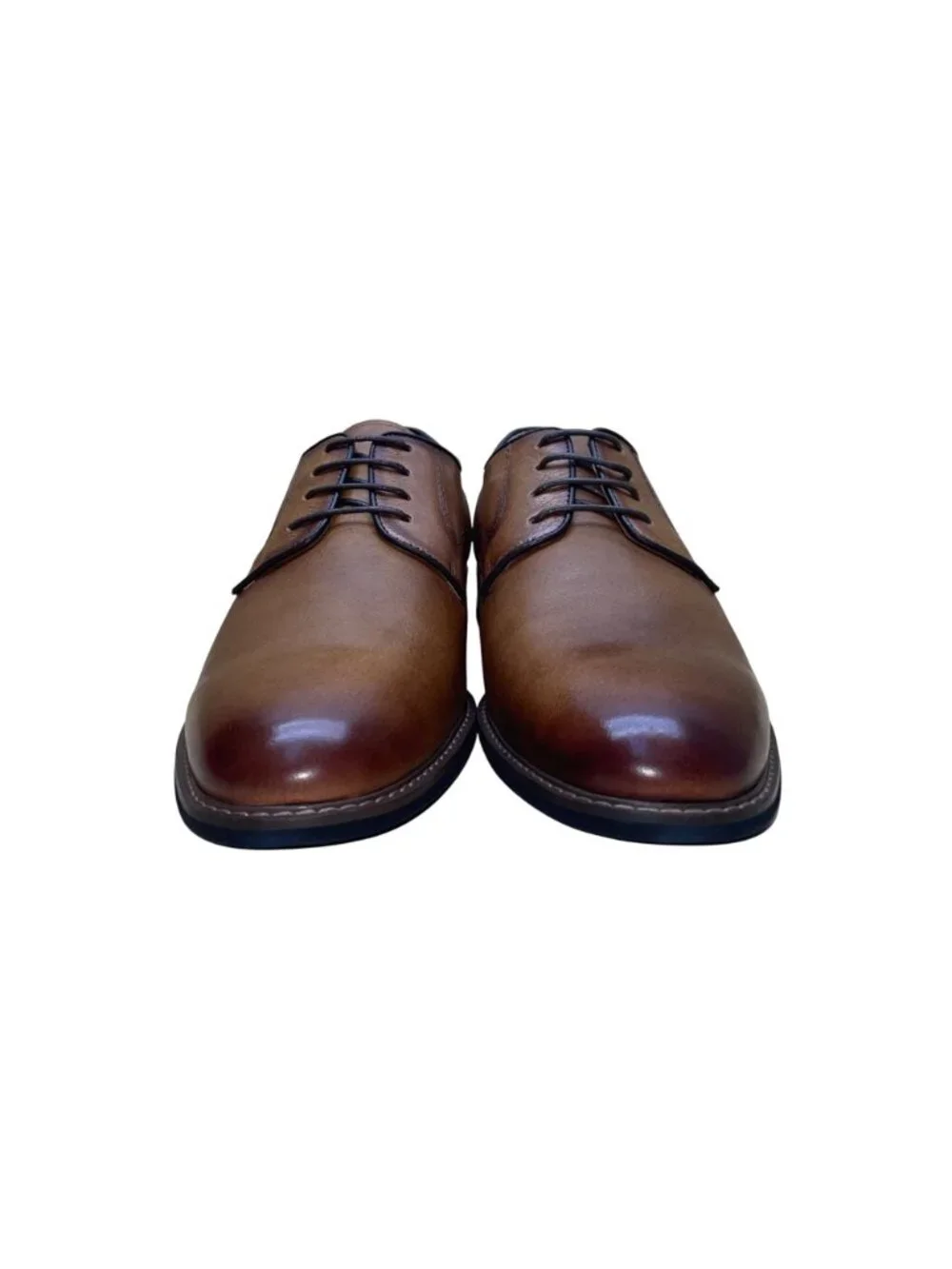 Steve Madden Men’s Brown Cognac Leather Lace-Up Bannon Dress Shoes Size 12